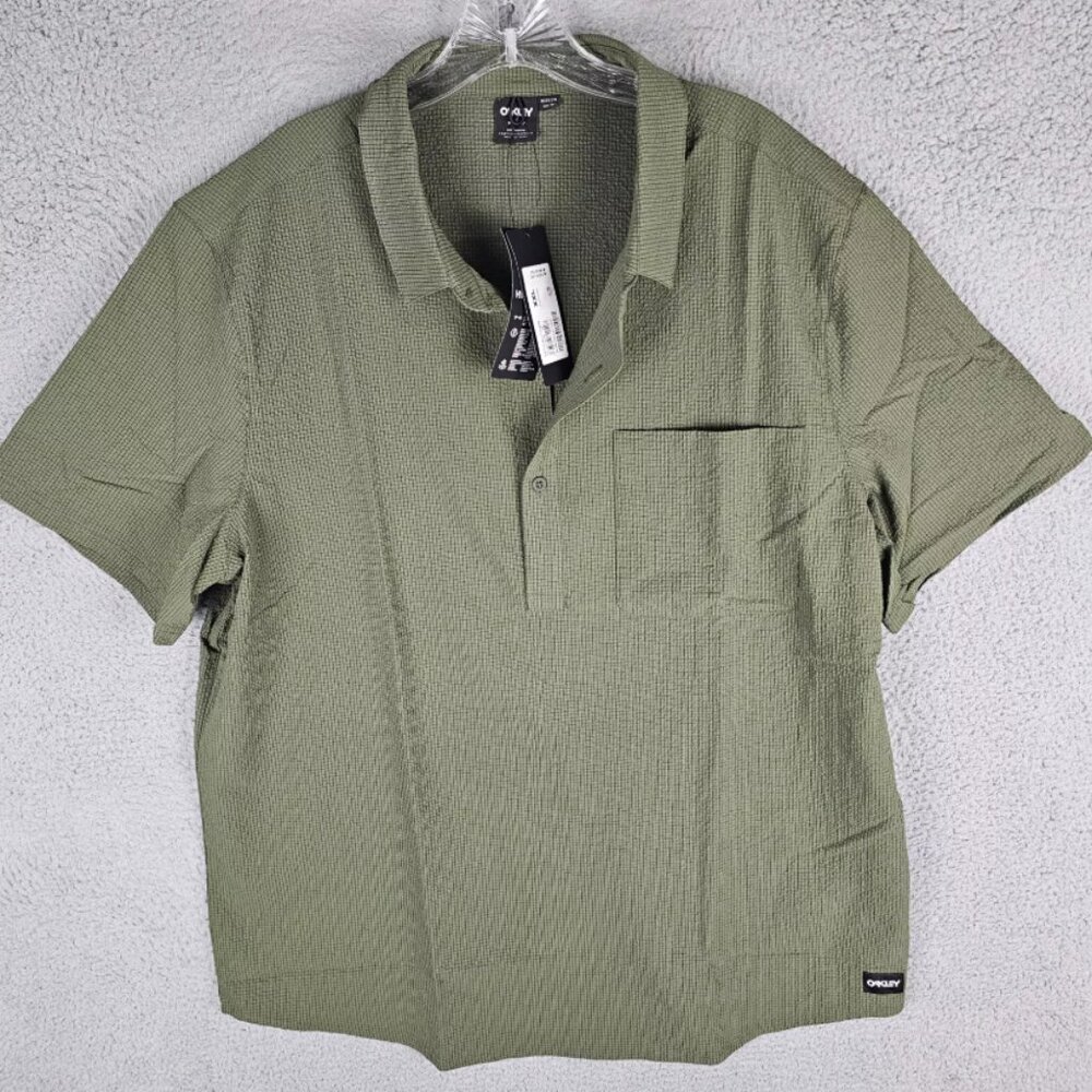 Oakley Men's Olive Green Porto Mid-Button Down Short Sleeve XXL